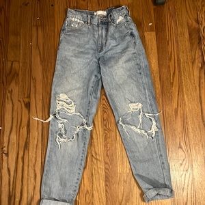 Ripped blue mom jeans